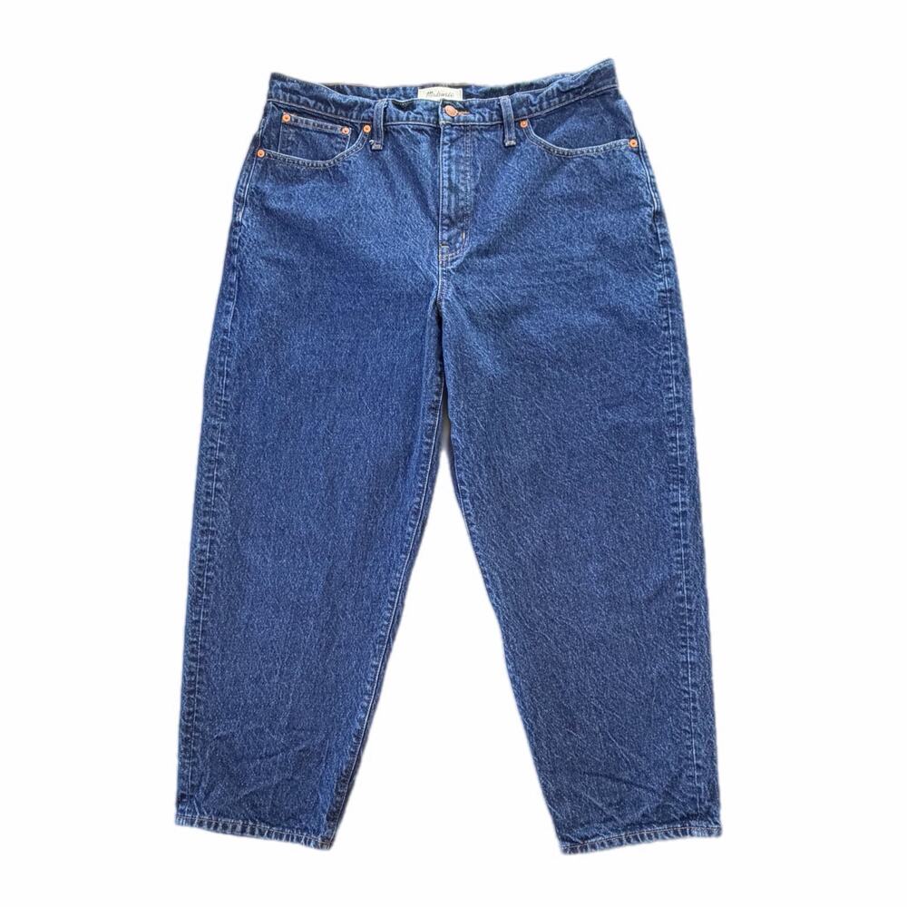 Madewell Dark Wash Balloon High Rise Everyday Casual Basic Comfort Denim Jeans